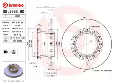 09.9983.60 BREMBO Тормозной диск