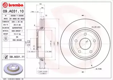 09.A031.11 BREMBO Тормозной диск
