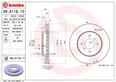 09.A116.10 BREMBO Тормозной диск