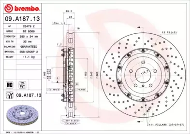 09.A187.13 BREMBO Тормозной диск