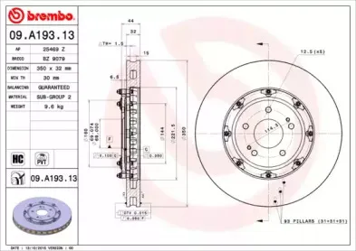 09.A193.13 BREMBO Тормозной диск
