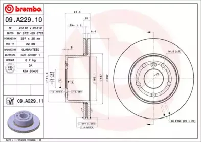 09.A229.11 BREMBO Тормозной диск