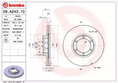 09.A243.10 BREMBO Тормозной диск