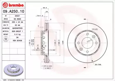 09.A250.10 BREMBO Тормозной диск