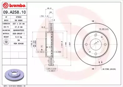 09.A258.10 BREMBO Тормозной диск