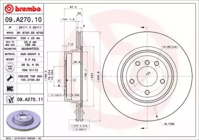 09.A270.10 BREMBO Тормозной диск