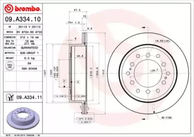 09.A334.11 BREMBO Тормозной диск