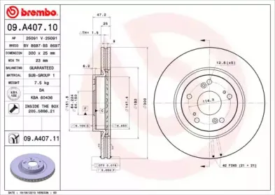 09.A407.11 BREMBO Тормозной диск
