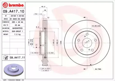 09.A417.10 BREMBO Тормозной диск