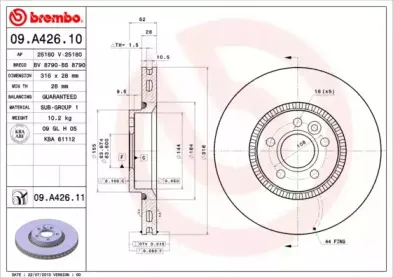 09.A426.11 BREMBO Тормозной диск