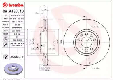 09.A430.10 BREMBO Тормозной диск