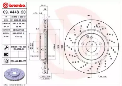 09.A448.20 BREMBO Тормозной диск
