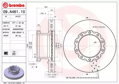 09.A461.10 BREMBO Тормозной диск