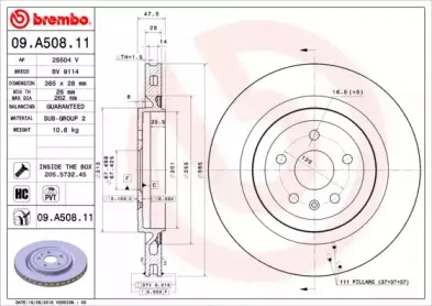 09.A508.11 BREMBO Тормозной диск