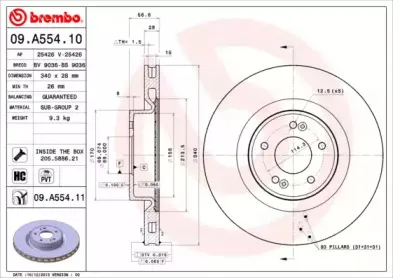 09.A554.10 BREMBO Тормозной диск