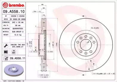 09.A558.11 BREMBO Тормозной диск
