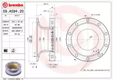 09A59420 BREMBO Тормозной диск