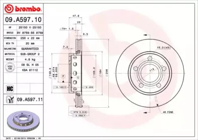 09.A597.10 BREMBO Тормозной диск