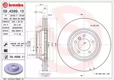 09.A599.11 BREMBO Тормозной диск