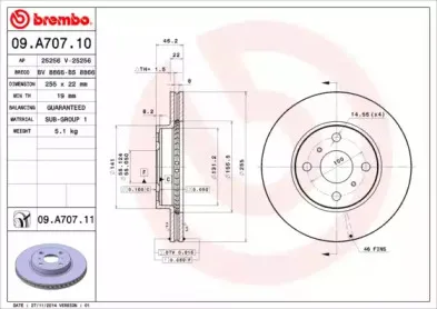 09.A707.11 BREMBO Тормозной диск