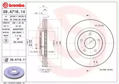 09.A716.11 BREMBO Тормозной диск