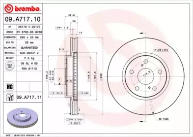 09.A717.10 BREMBO Тормозной диск