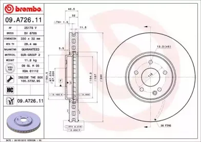 09.A726.11 BREMBO Тормозной диск