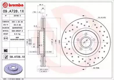09.A728.1X BREMBO Тормозной диск