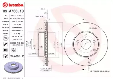 09.A736.11 BREMBO Тормозной диск