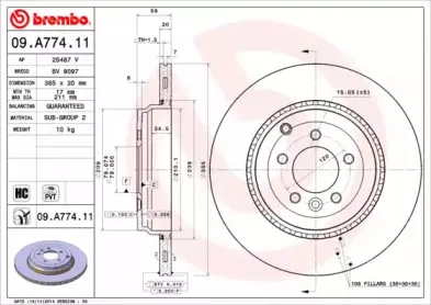 09.A774.11 BREMBO Тормозной диск