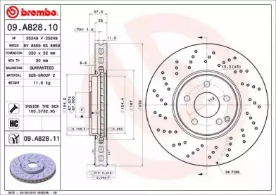 09.A828.10 BREMBO Тормозной диск