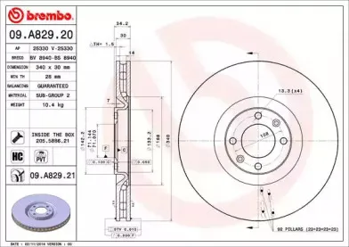 09.A829.21 BREMBO Тормозной диск