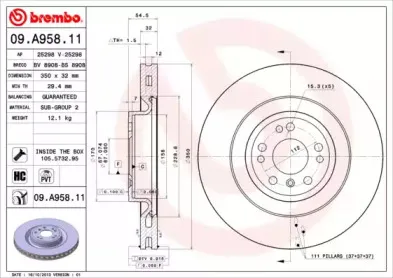 09.A958.11 BREMBO Тормозной диск