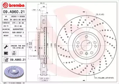 09.A960.21 BREMBO Тормозной диск
