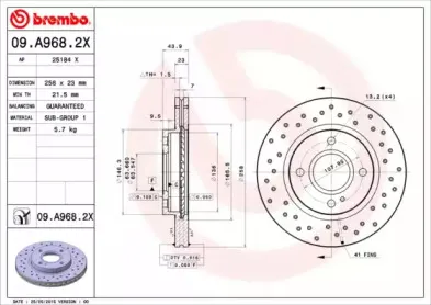 09.A968.2X BREMBO Тормозной диск