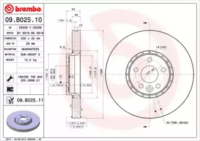 09.B025.10 BREMBO Тормозной диск