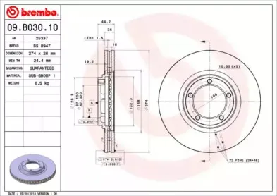 09.B030.10 BREMBO Тормозной диск