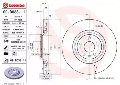 09.B038.11 BREMBO Тормозной диск