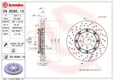 09.B085.13 BREMBO Тормозной диск
