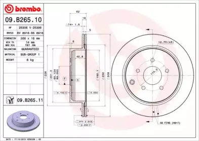 09.B265.10 BREMBO Тормозной диск