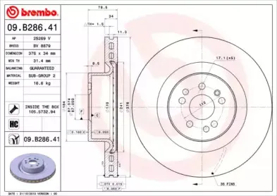 09.B286.41 BREMBO Тормозной диск