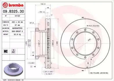09.B325.30 BREMBO Тормозной диск
