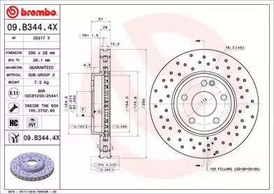 09.B344.4X BREMBO Тормозной диск