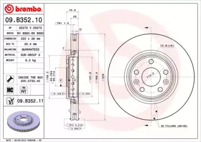09.B352.10 BREMBO Тормозной диск