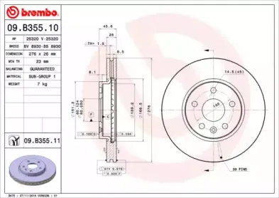 09.B355.10 BREMBO Тормозной диск