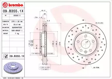 09.B355.1X BREMBO Тормозной диск