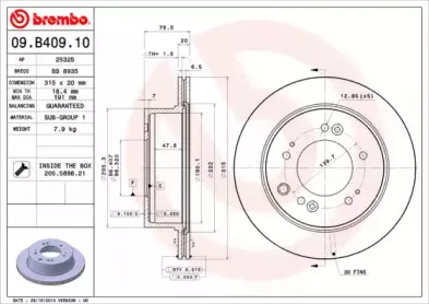 09.B409.10 BREMBO Тормозной диск