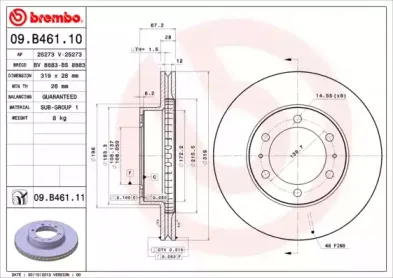 09.B461.10 BREMBO Тормозной диск