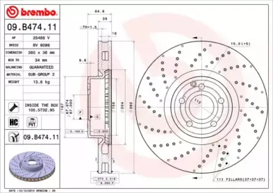 09.B474.11 BREMBO Тормозной диск