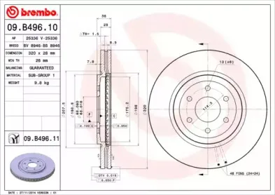 09.B496.10 BREMBO Тормозной диск